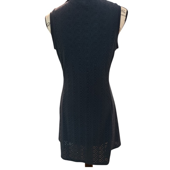 KYODAN tennis dress, size M, dark blue with eyelet overlays, zip pockets, collar - Picture 5 of 9